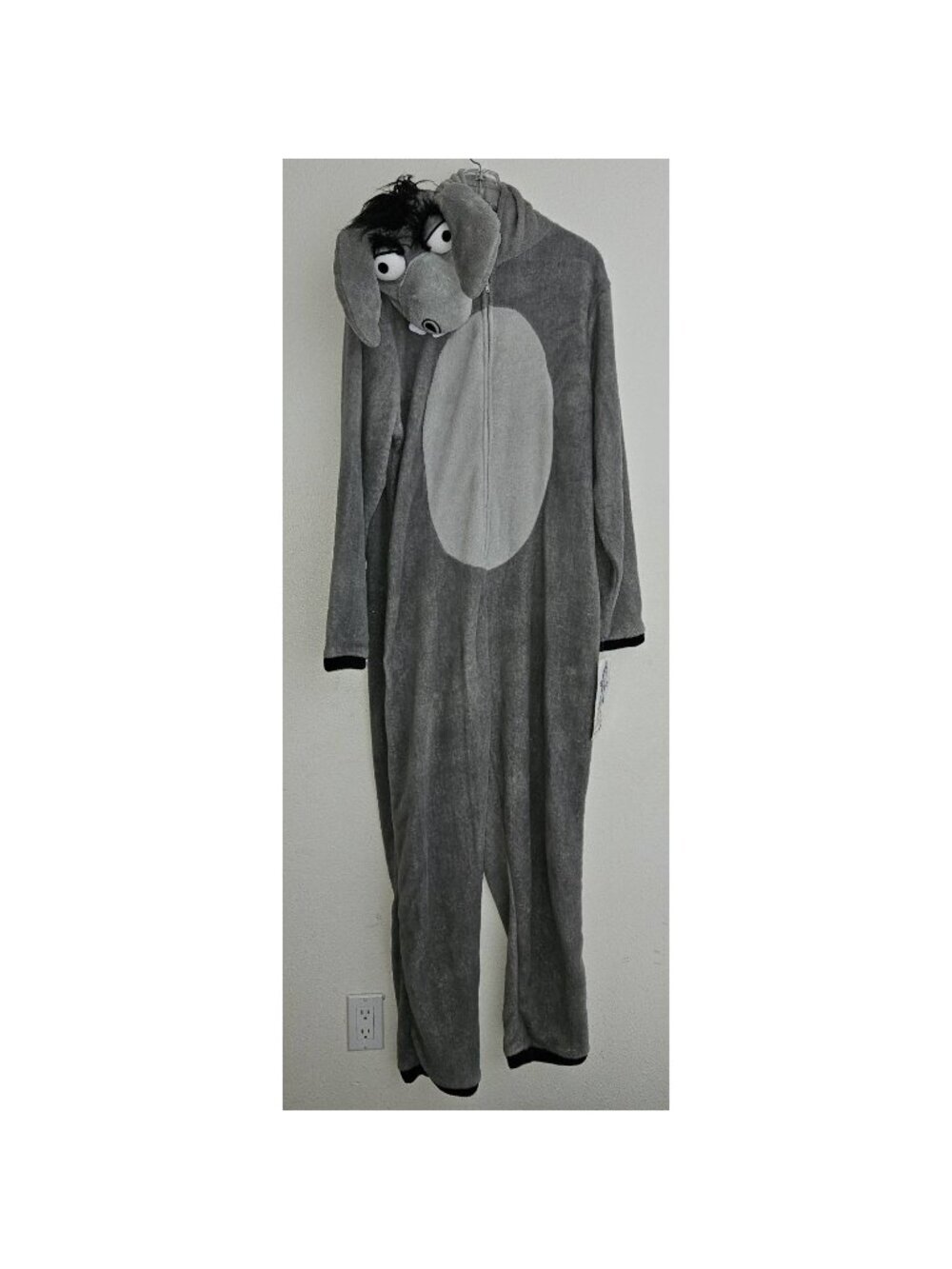 Let's Take It Slow Gray Donkey Adult Hooded Union Suit 1-Pc PJs Costume Adult XL